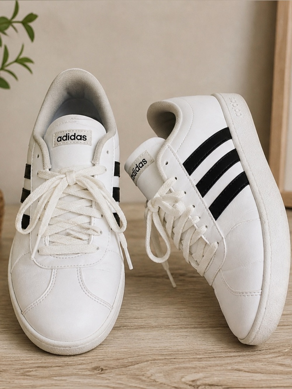 Adidas White and Black Classic Sneakers Youth size 6